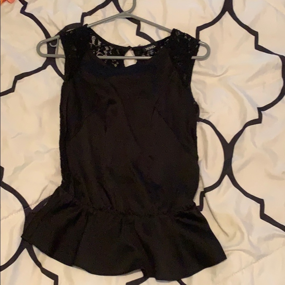 Black Peplum Lace Tank